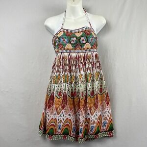 Zara Dress Womens Size XS Bohemian Festival Floral Embroidered Resort Cruise